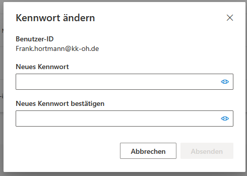 Neues Passwort eingeben